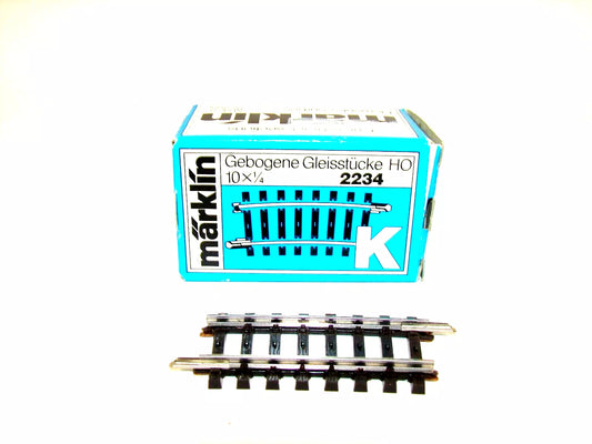 2234 Marklin HO -10 x Gebogen K railtje 1/4 7° 30' R/Voies courbes OVP(B2300552)