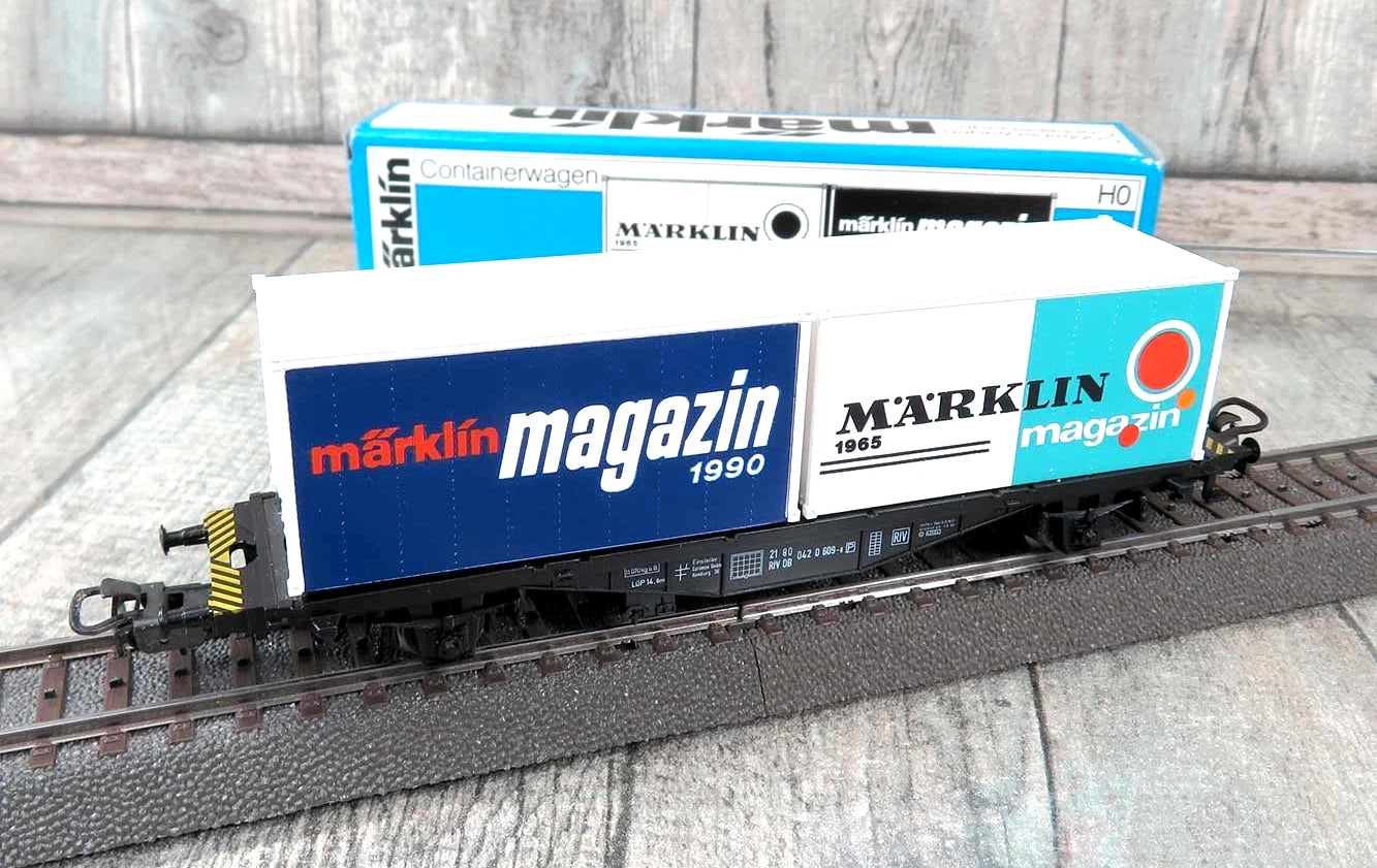 84670 Marklin HO -Containerwagen"Marklin magazin"/Wagon container OVP (C2500762)