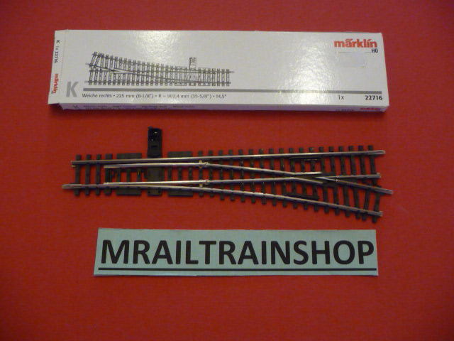 22716 MARKLIN HO -1 x Slanke rechtse manuele wissel 225mm 14°26' OVP (B2200377)