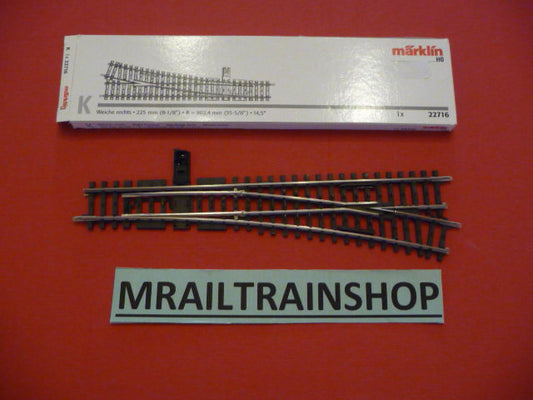 22716 MARKLIN HO -1 x Slanke rechtse manuele wissel 225mm 14°26' OVP (B2200377)