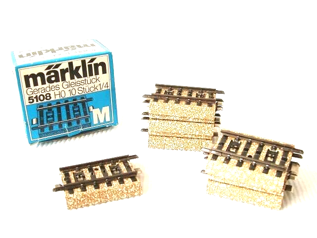 5108 MARKLIN HO - 10 x RECHTE RAILS/VOIES DROITS/TRACK 4,5 cm OVP (D2400068)