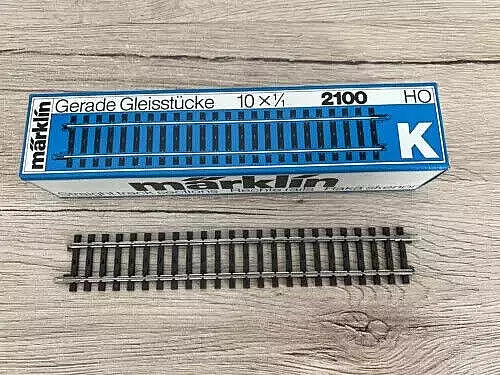 2100 MARKLIN HO - 10 x Rechte K rails 180 mm x10/ K-Voies droits OVP (B2400199)