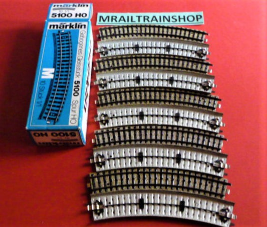 5100 MARKLIN HO - 10 x GEBOGEN RAILS/VOIES COURBES Q1 MÄERKLIN OVP (A2101643)