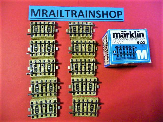 5102 MÄRKLIN HO - 10x GEBOGEN RAILS/VOIES COURBES 4,70 CM MAERKLIN OVP (D2101372)