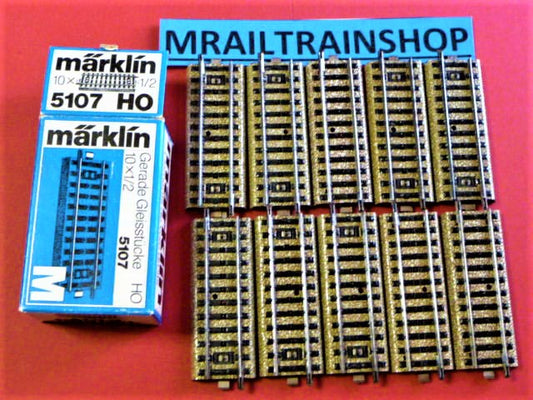 5107 MARKLIN HO -10 x RECHTE RAILS/VOIES DROITS/STRAIGHT TRACKS OVP (D2101386)