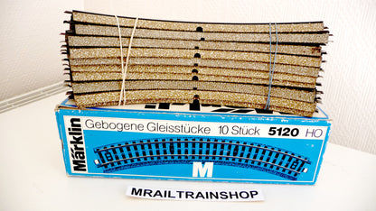 5120 MARKLIN HO - 10 x GEBOGEN RAILS/VOIES COURBES 289 mm OVP MÄRKLIN (D2101335)