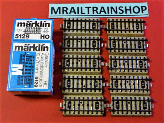 5129 MARKLIN HO - 10 x RECHTE RAILS/VOIES DROITS 7 CM MÄERKLIN OVP (D2200464)