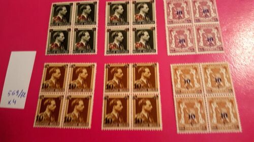 569/572 Belgie ZM Leopold III + blok van 4 postfris/Neuf **